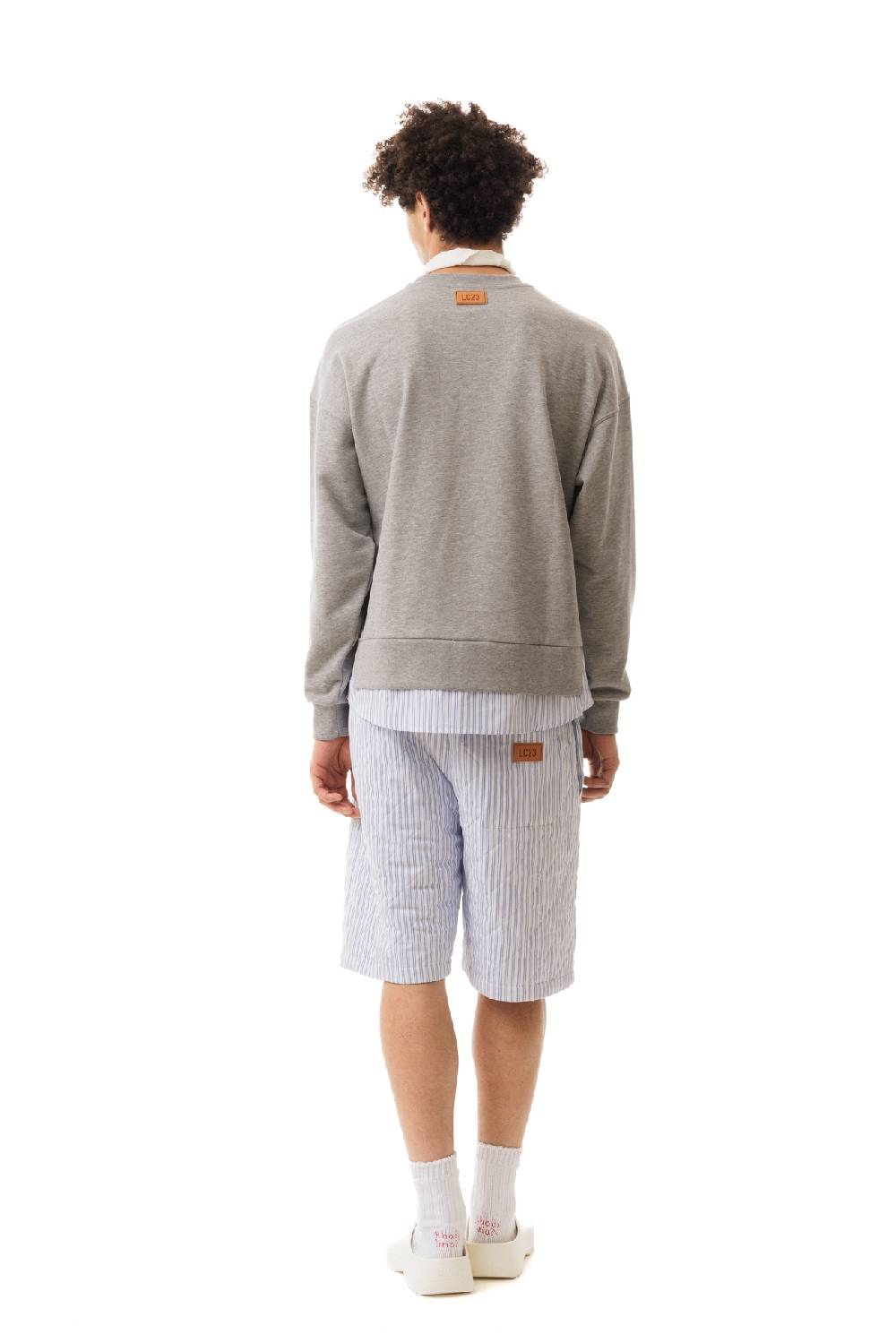 Lc23 Quilted Popeline Shorts White-Blue Duty-free