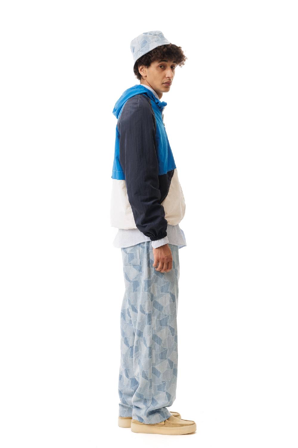 Lc23 Nylon Color-Block Hooded Jacket Blue Negozi Online