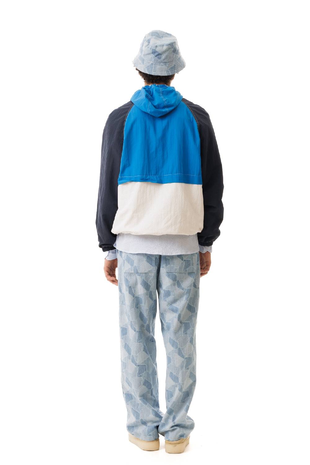 Lc23 Nylon Color-Block Hooded Jacket Blue Negozi Online