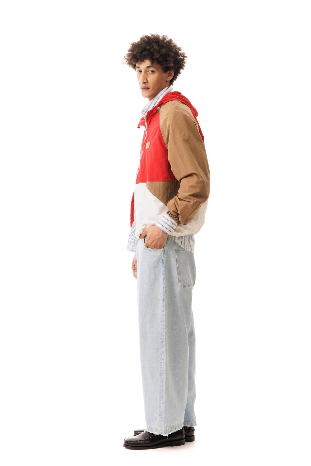 Lc23 Nylon Color-Block Hooded Jacket Red Shopping Online