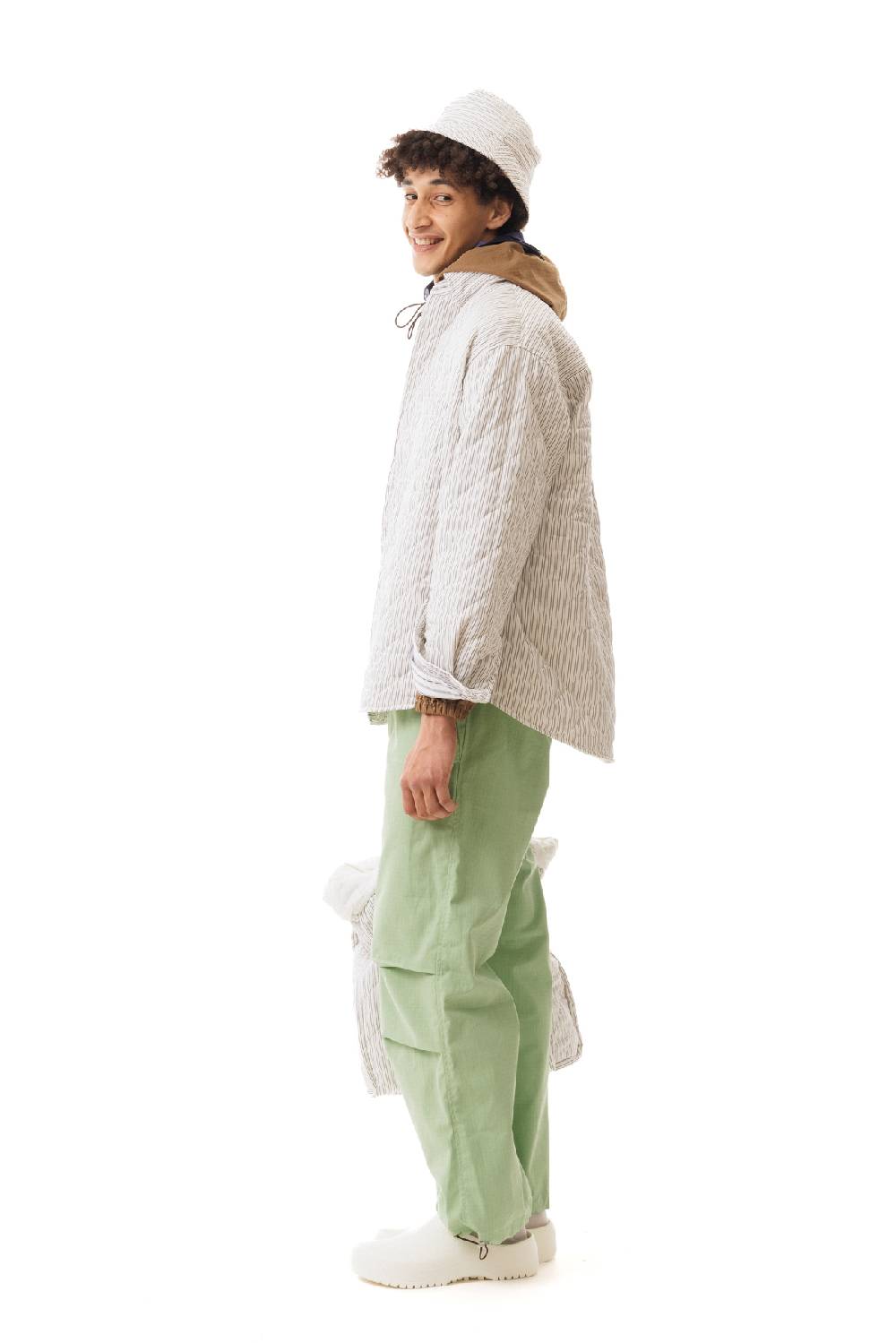 Lc23 Quilted Popeline Overshirt Cream-Black Saldi Di Fabbrica