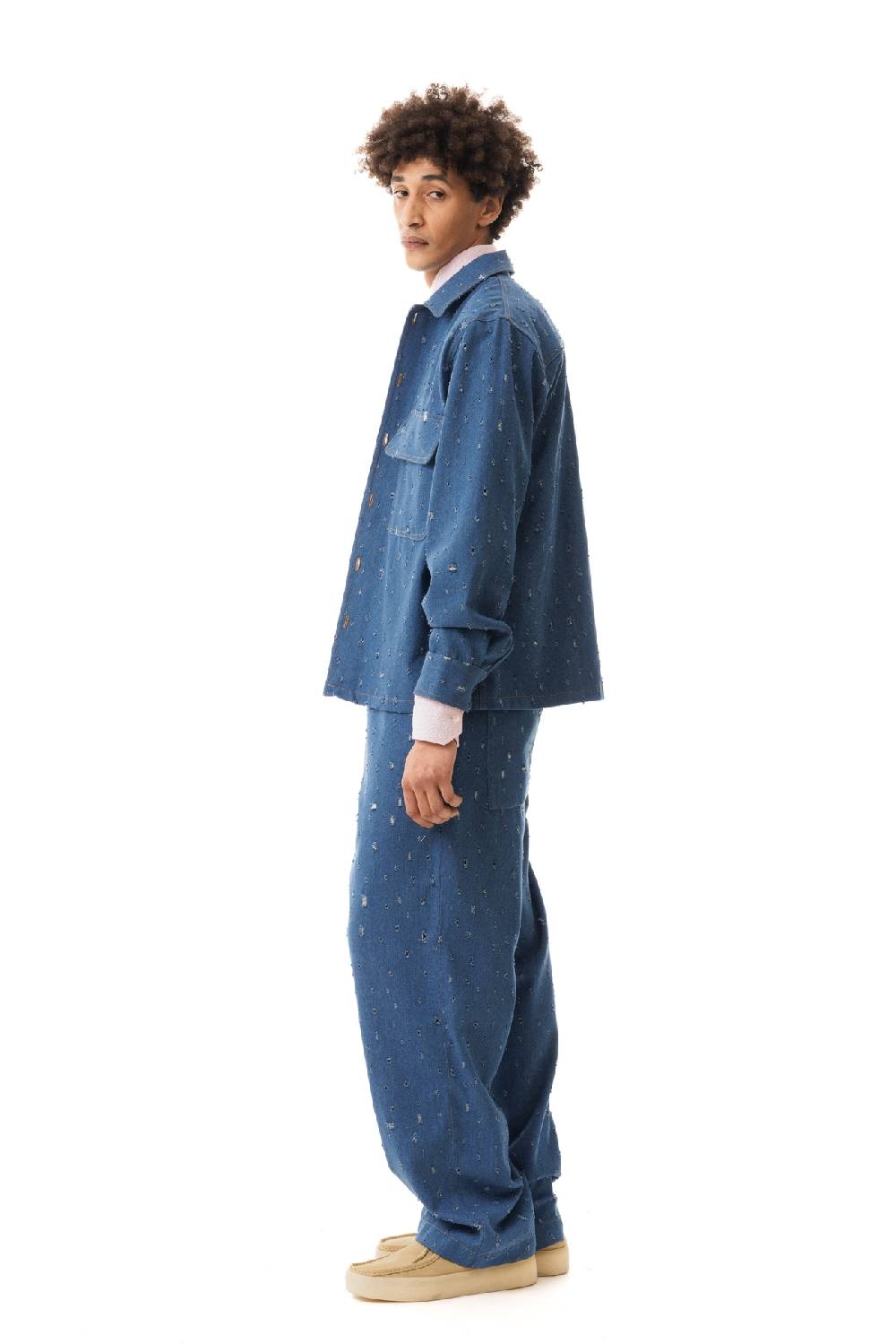 Lc23 Ripped Denim Overshirt Vendite Flash