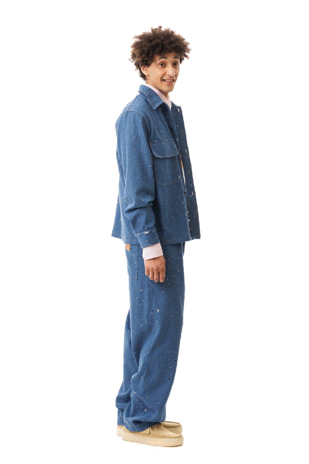 Lc23 Ripped Denim Overshirt Vendite Flash