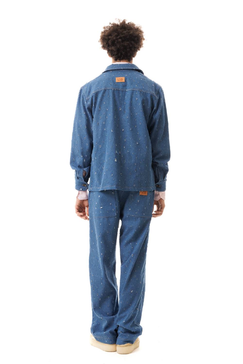Lc23 Ripped Denim Overshirt Vendite Flash