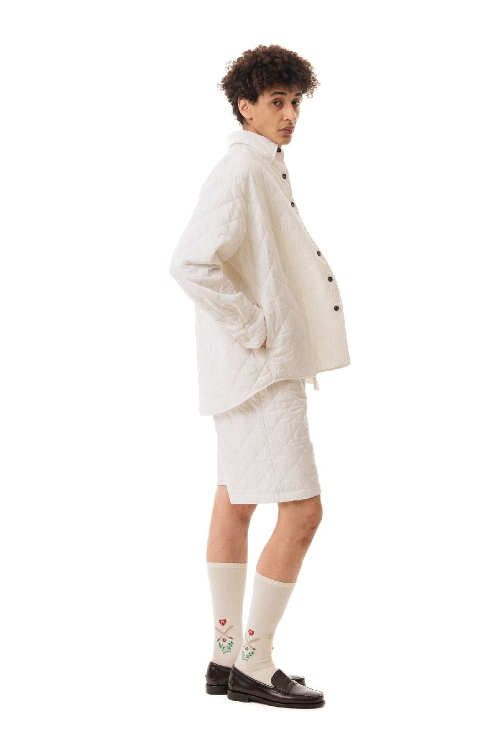 Lc23 Quilted Popeline Overshirt Cream In Saldo