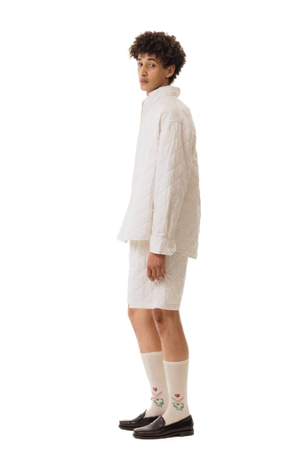Lc23 Quilted Popeline Overshirt Cream In Saldo