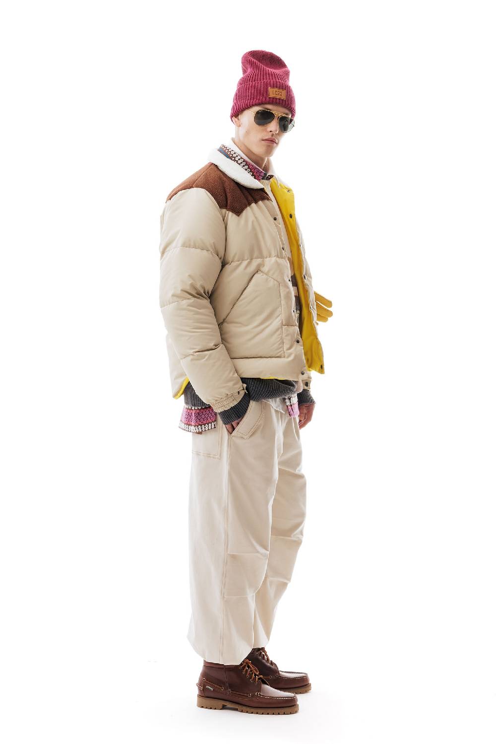 Lc23 Paneled Down Jacket Beige Promozione temporanea
