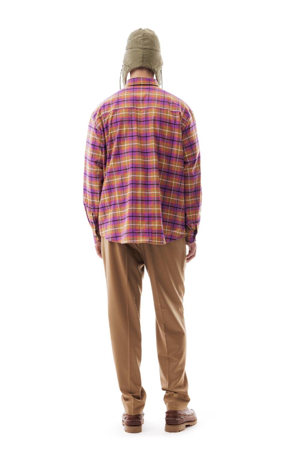 Lc23 Flannel Check Shirt Camel/Purple In Linea