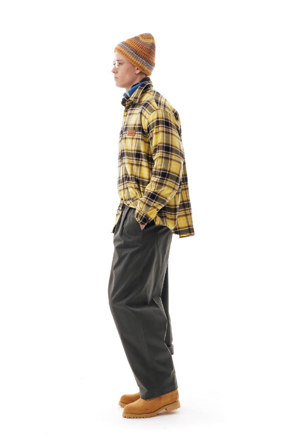 Lc23 Flannel Check Shirt Yellow/Grey Vendita