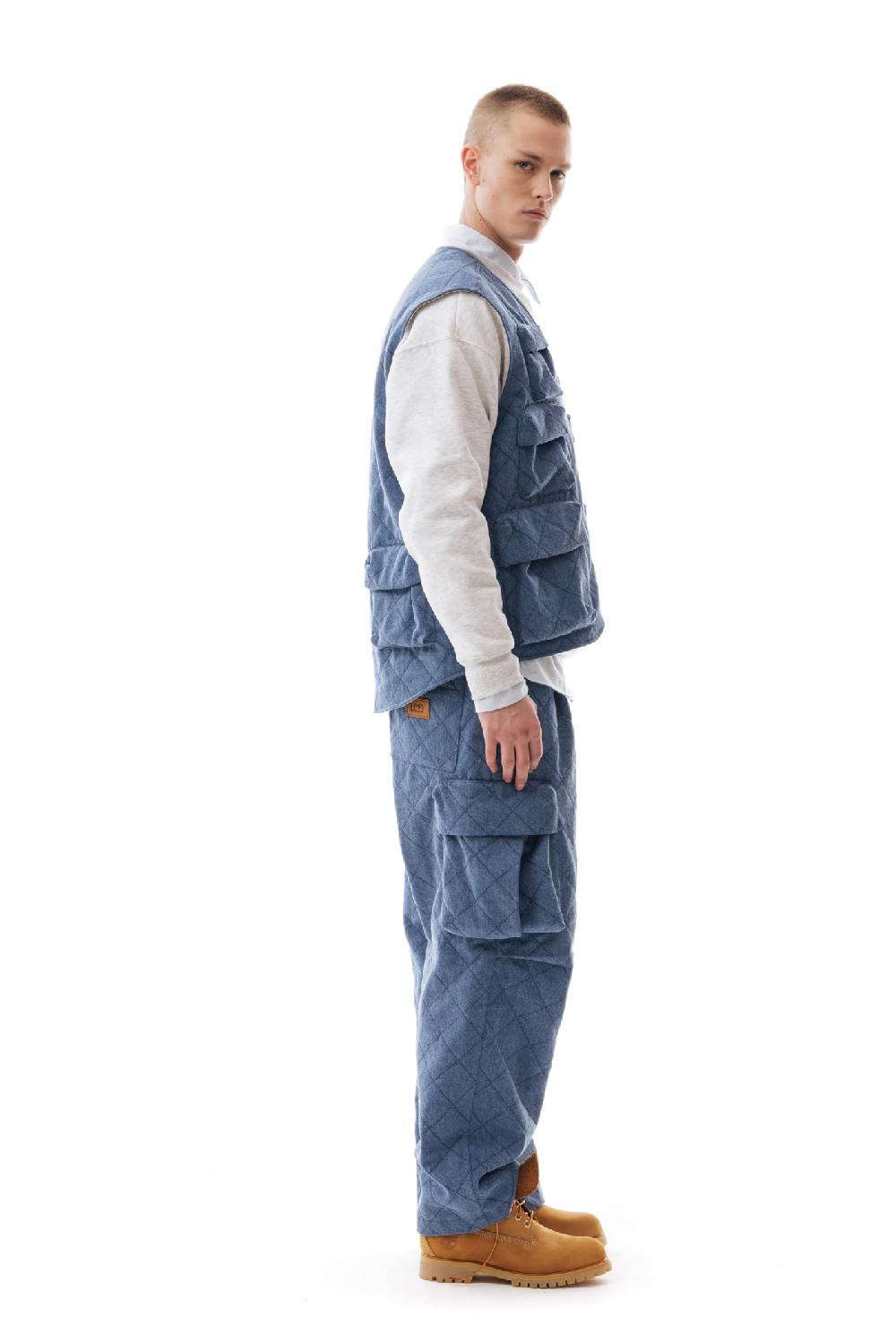 Lc23 Quilted Denim Multipocket Vest Soddisfazione Garantita