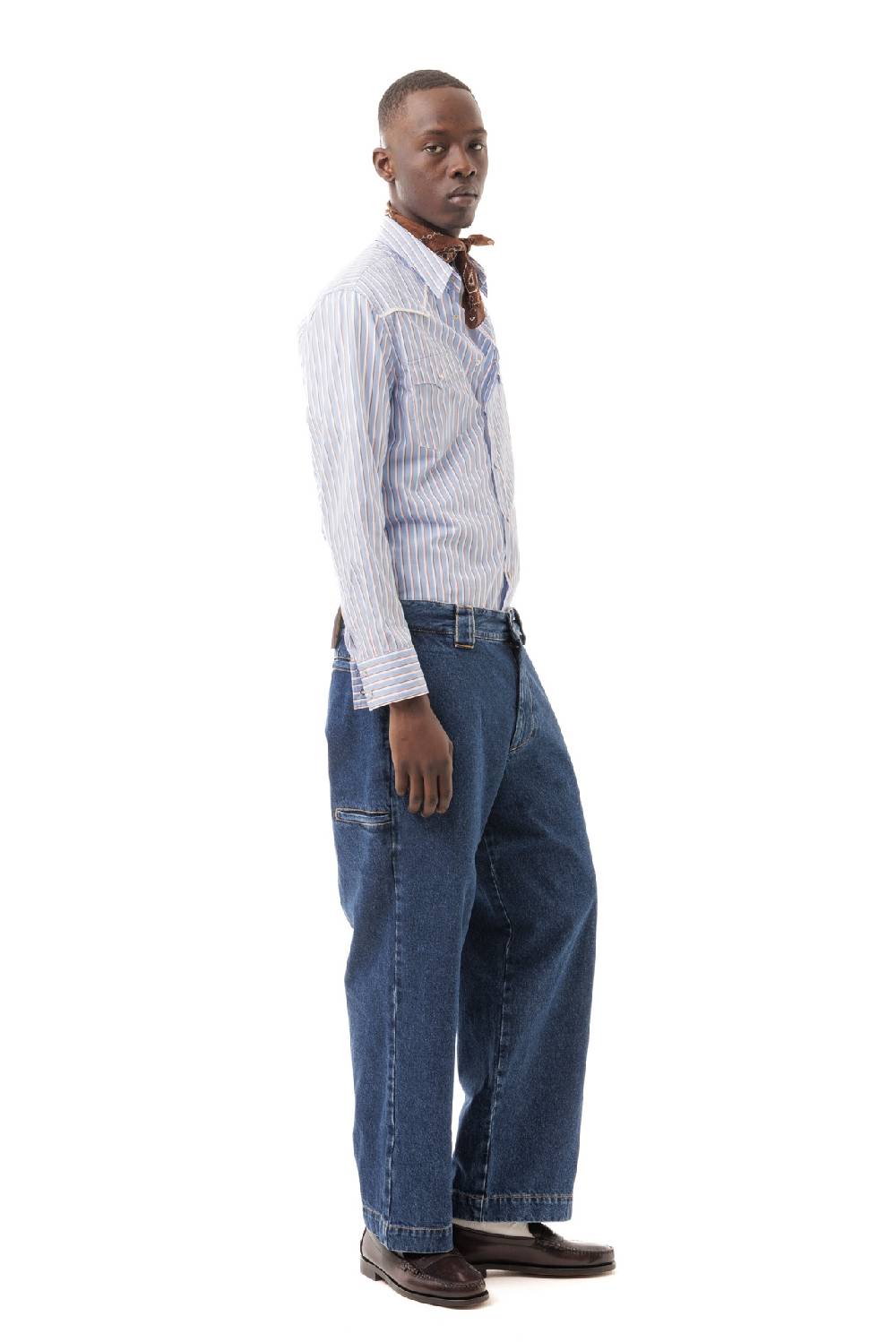 Lc23 Stripes Western Shirt Blue-Brown Convenienza