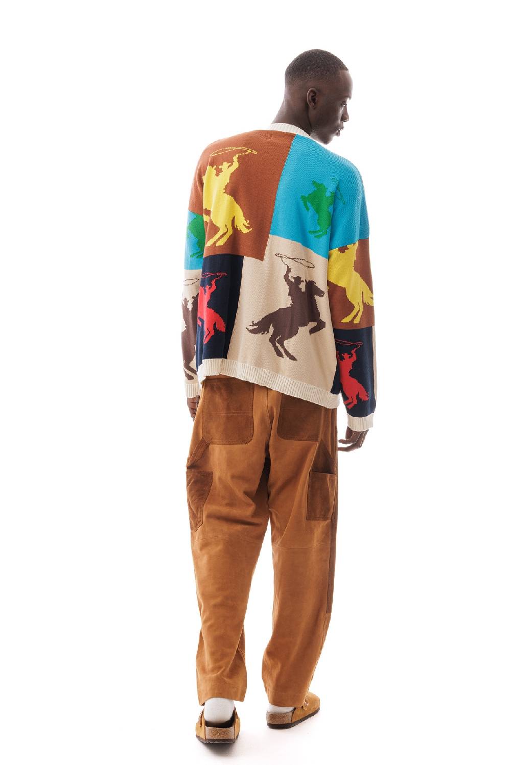 Lc23 Jaquard Patchwork Horses Sweater Fornitura limitata