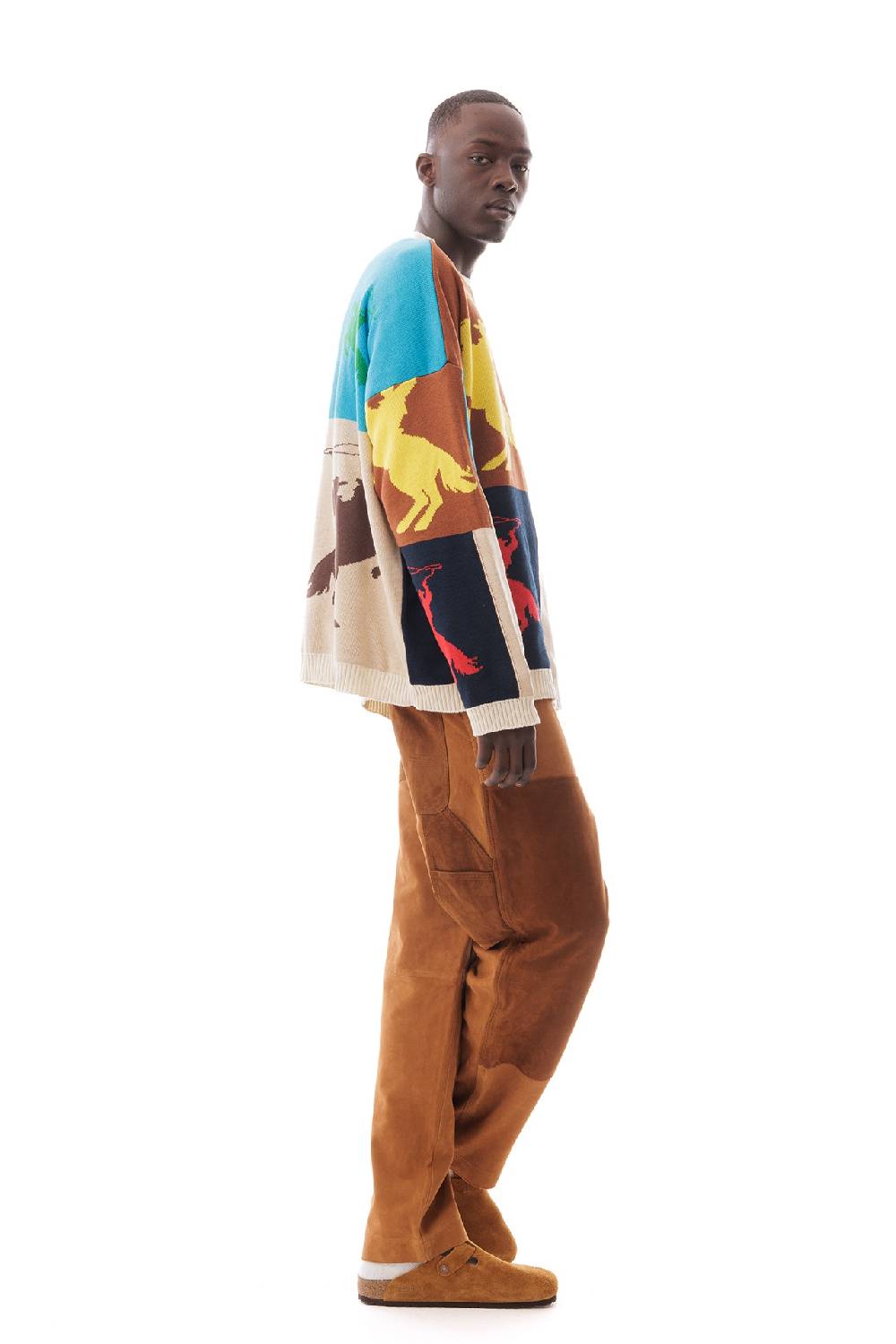 Lc23 Jaquard Patchwork Horses Sweater Fornitura limitata