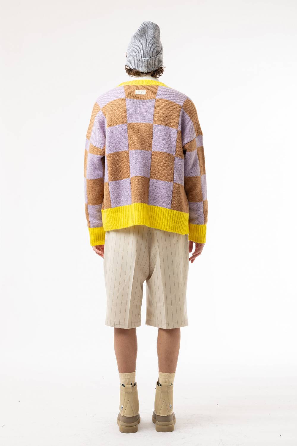 Lc23 Checkered Cardigan Lille/Yellow/Camel Offerta migliore
