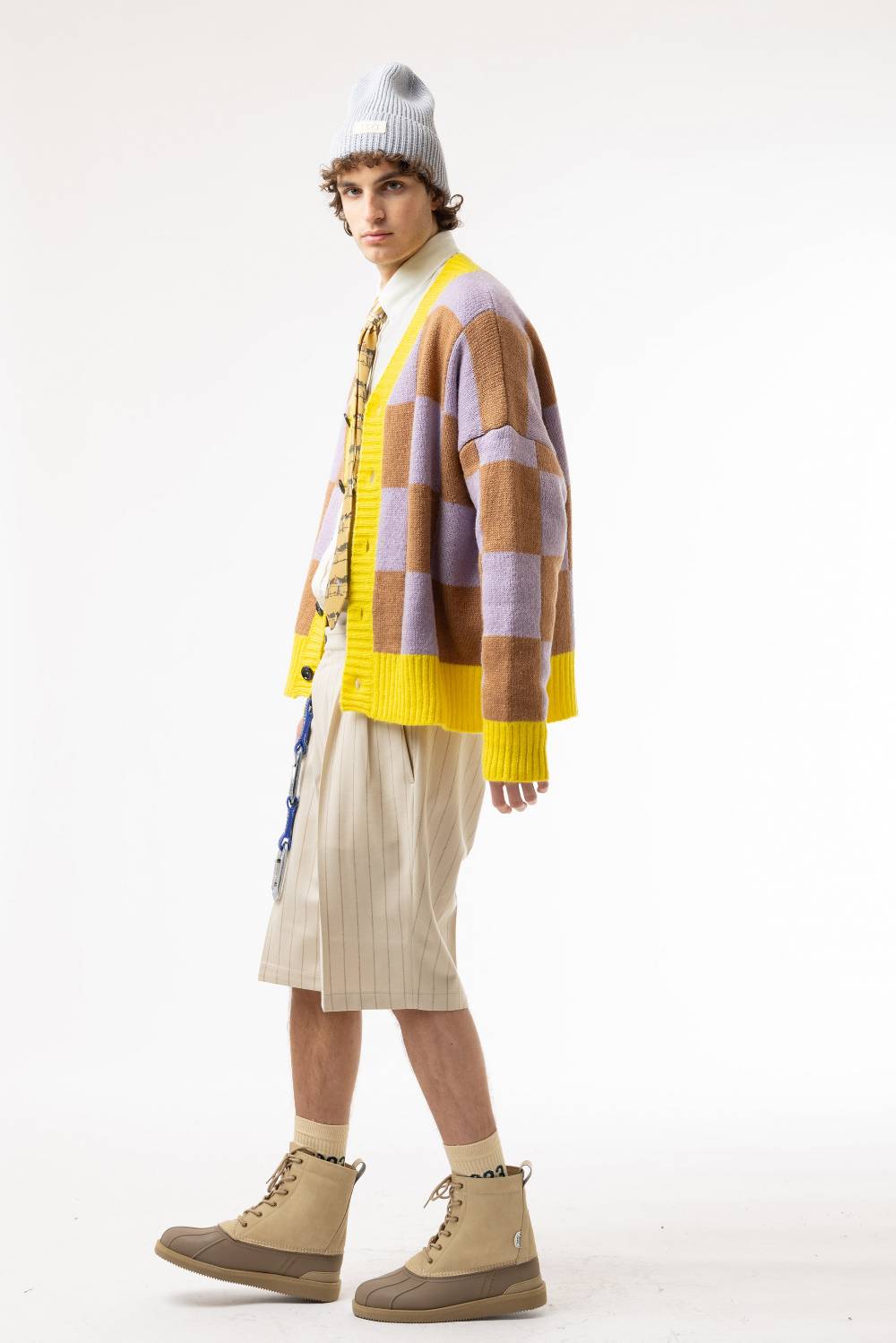 Lc23 Checkered Cardigan Lille/Yellow/Camel Offerta migliore