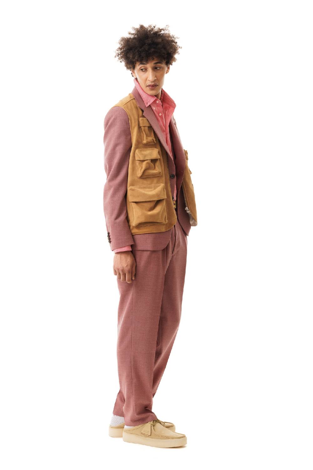 Lc23 Multipocket Suede Vest Camel Super sconto