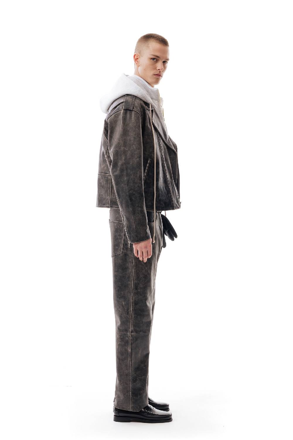 Lc23 Leather Biker Jacket Negozi Online
