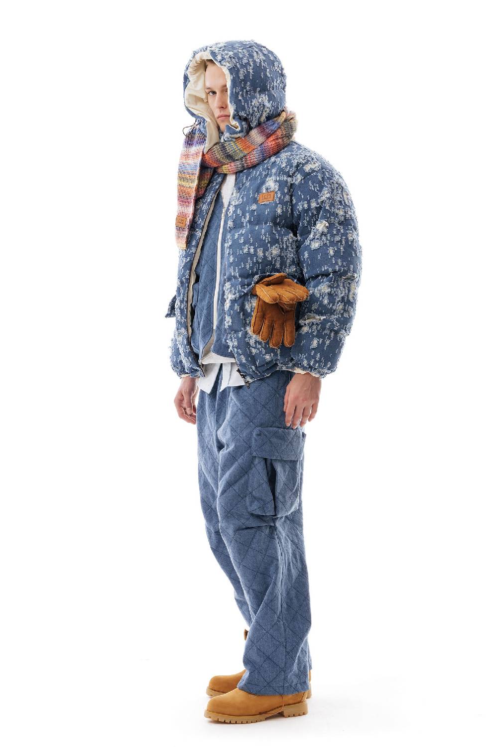 Lc23 Ripped Denim Down Jacket Consegna Veloce