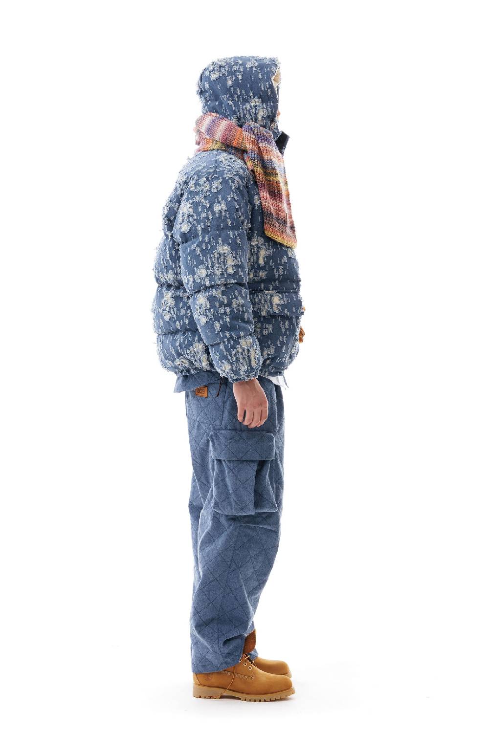 Lc23 Ripped Denim Down Jacket Consegna Veloce