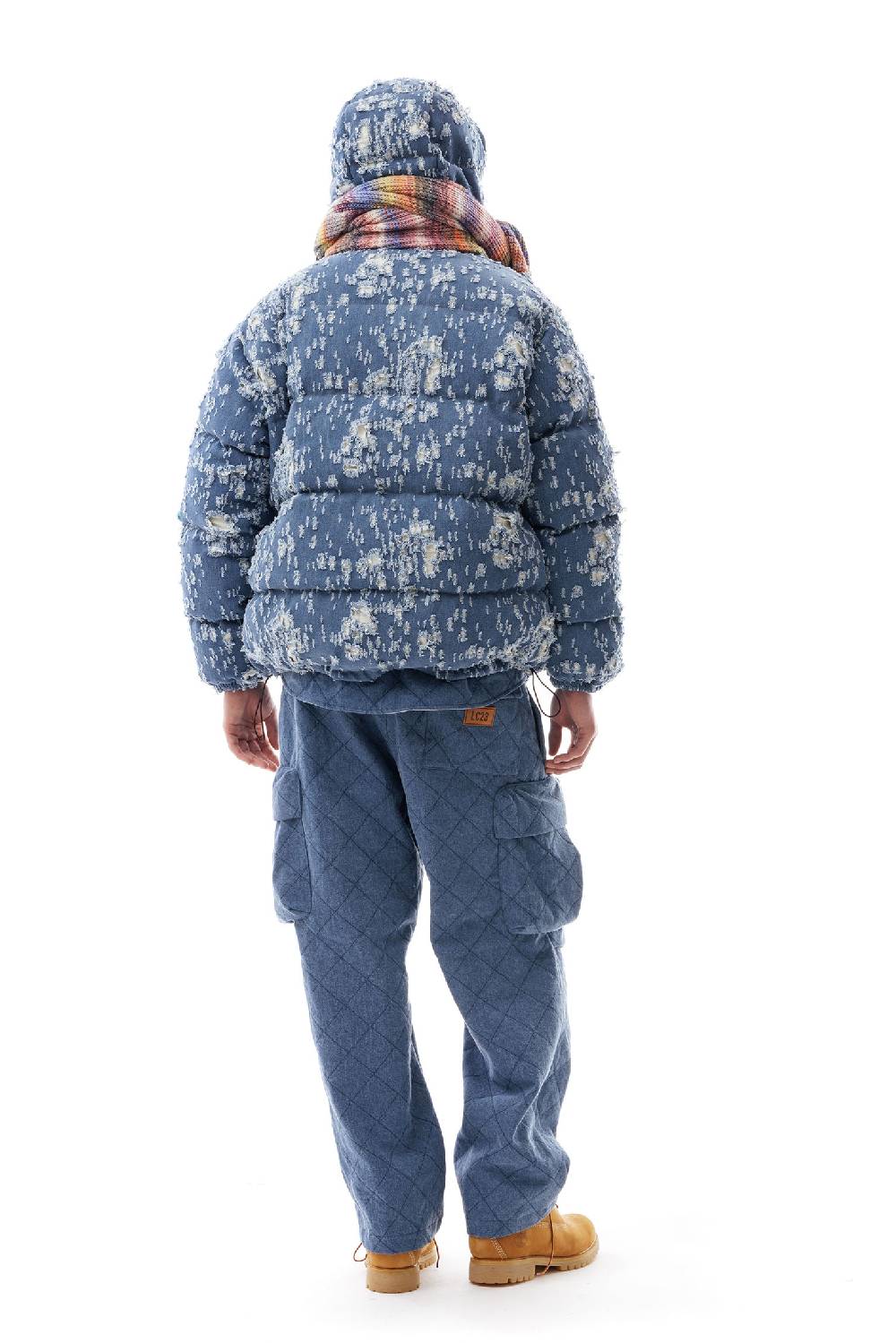 Lc23 Ripped Denim Down Jacket Consegna Veloce