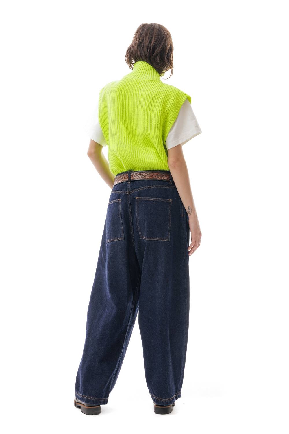 Lc23 English Knit Zip Vest Fluo Yellow Economico