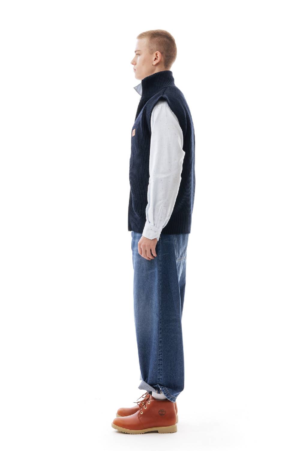 Lc23 English Knit Zip Vest Black In Vendita