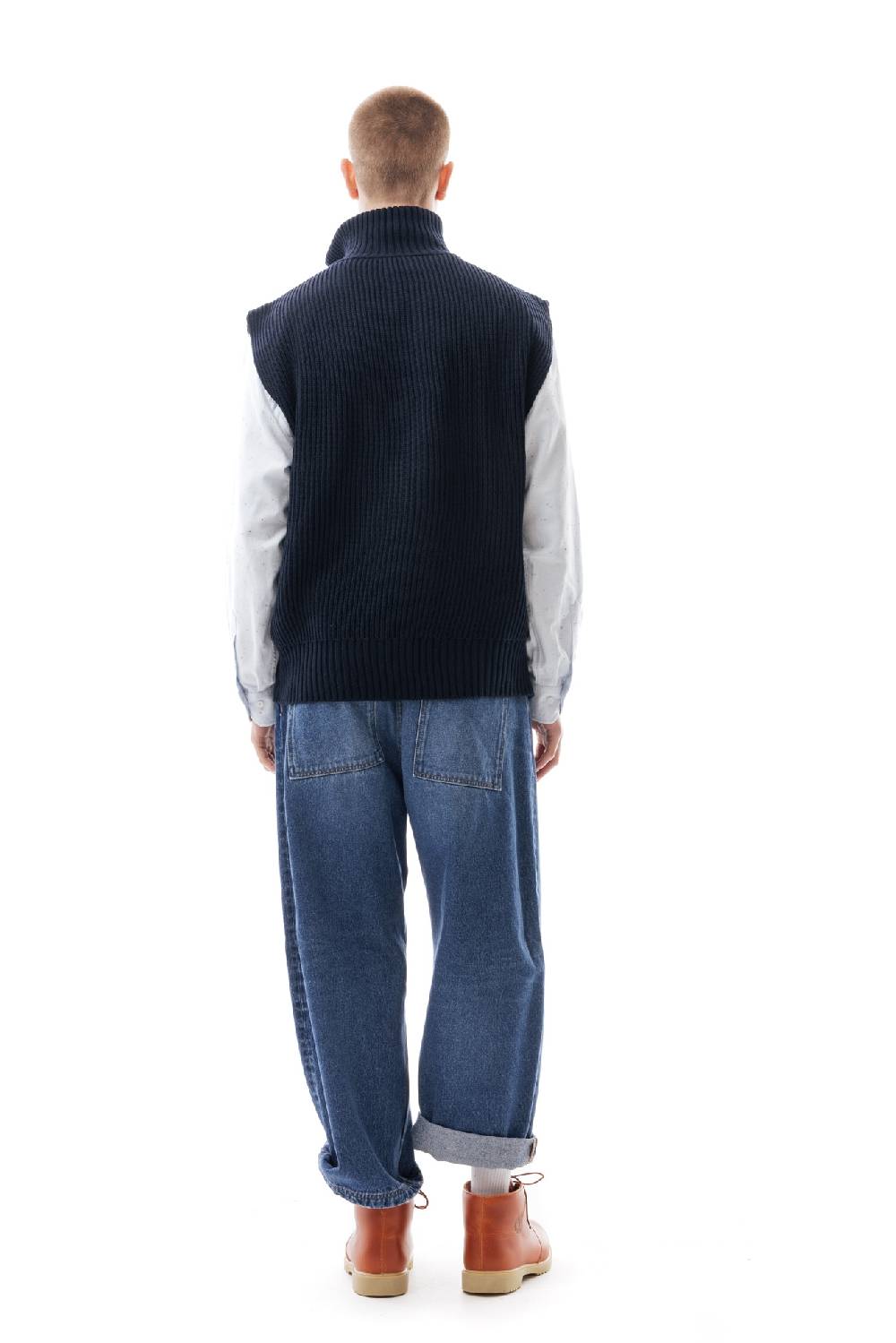 Lc23 English Knit Zip Vest Black In Vendita