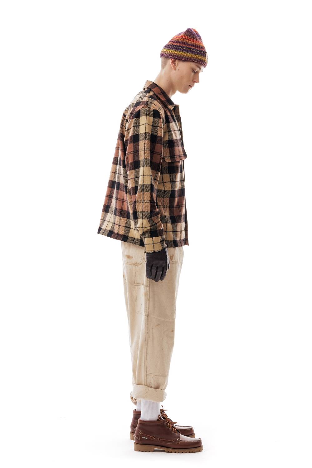 Lc23 Shetland Check Overshirt Beige/Black Vendita Economica
