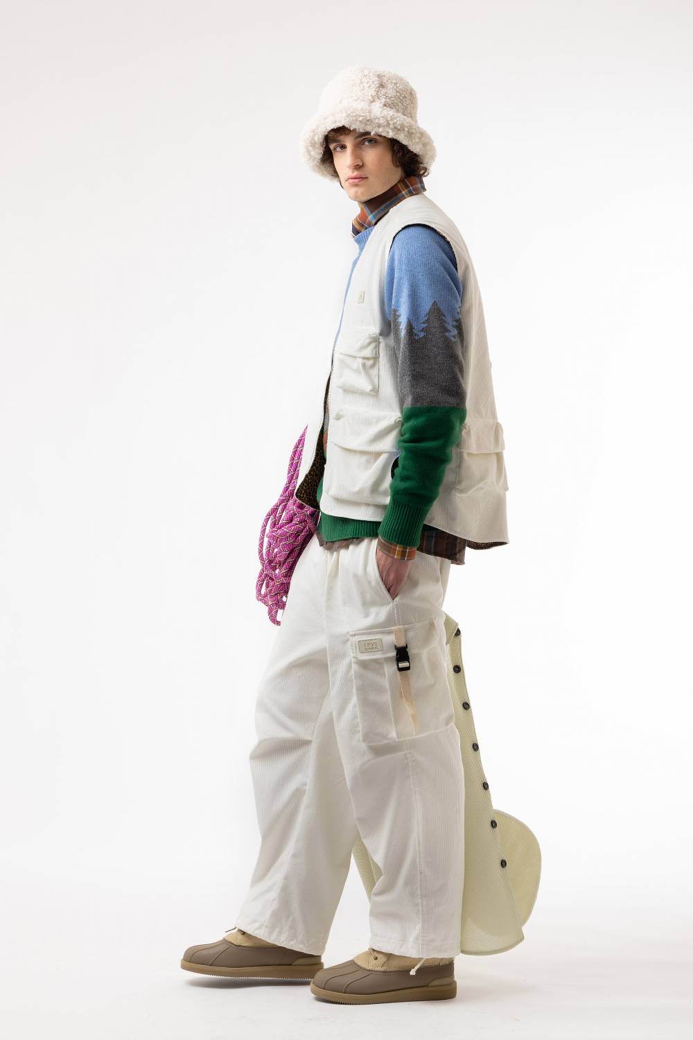 Lc23 Corduroy Cargo Pants White Italia