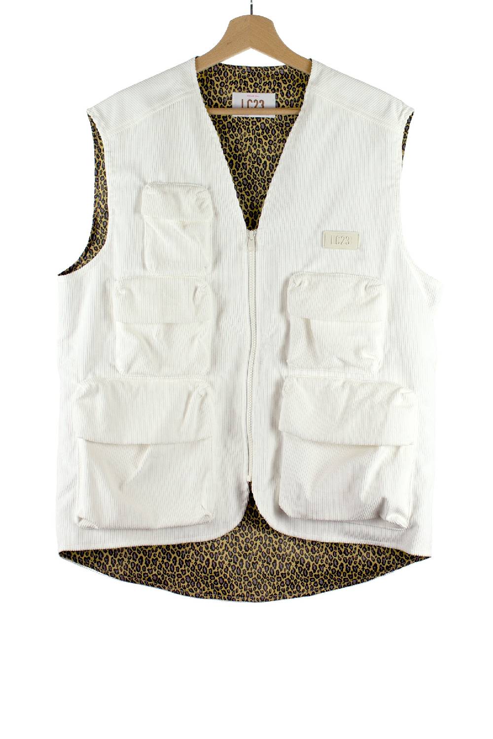 Lc23 Corduroy Multipocket Vest White Fino Al -60%