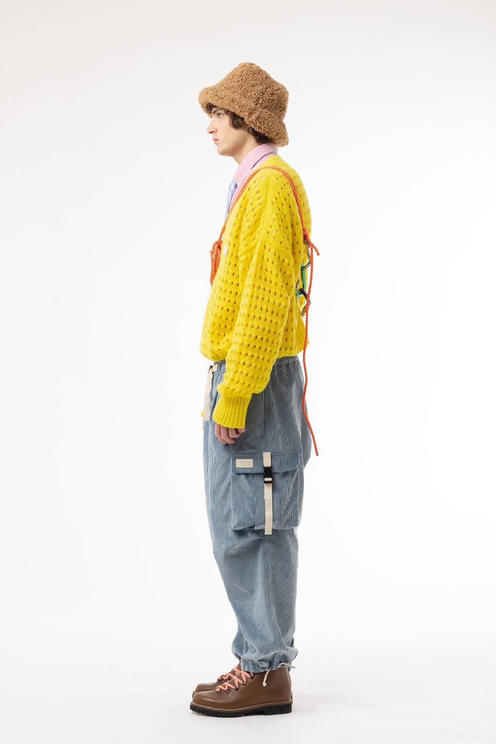 Lc23 Perforated Cardigan Yellow Economico