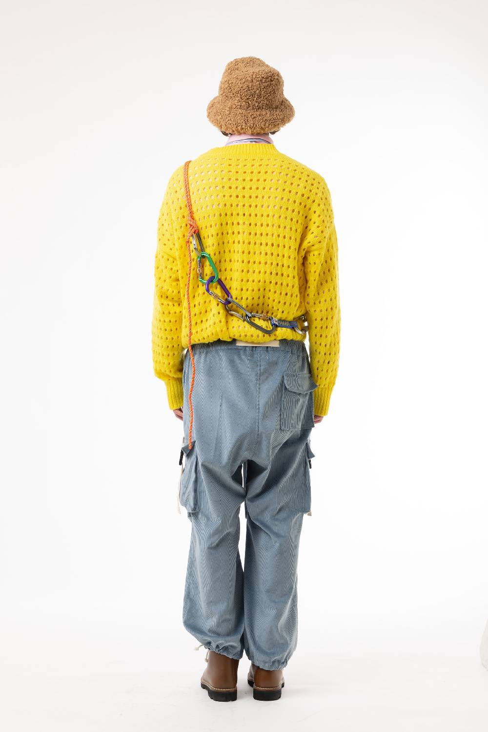 Lc23 Perforated Cardigan Yellow Economico