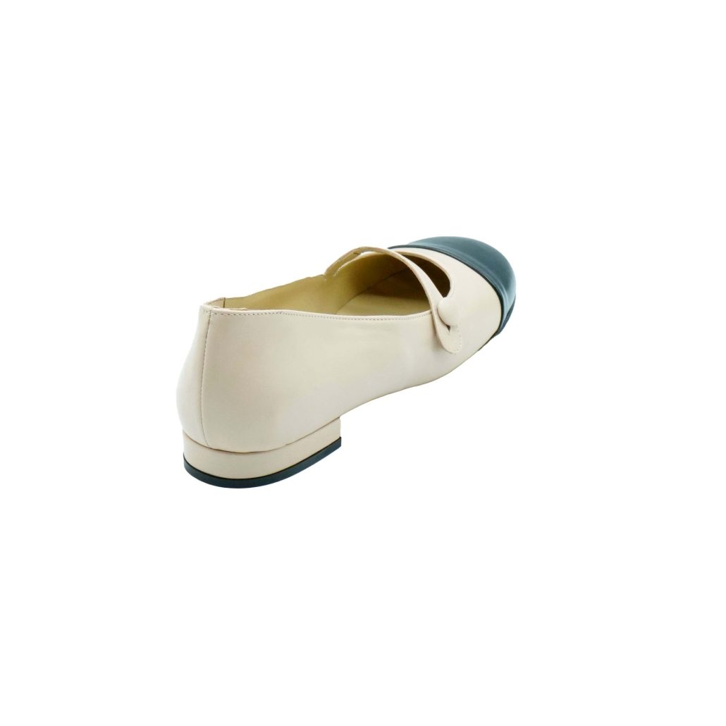 ﻿Lea Gu ballerina in nappa con punta in contrasto, tacco 10mm Sconto