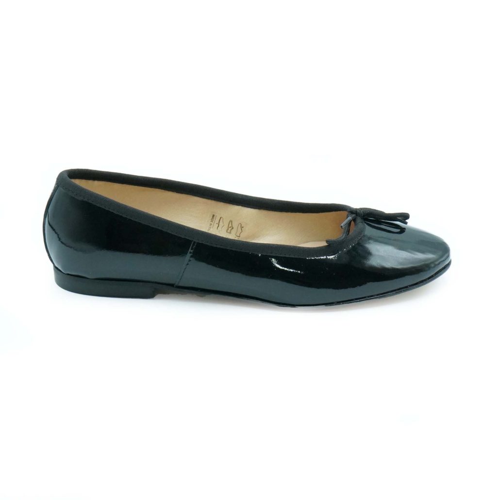 Lea Gu ballerina in vernice, fiocco frontale, punta tonda, tacco 10mm Economico
