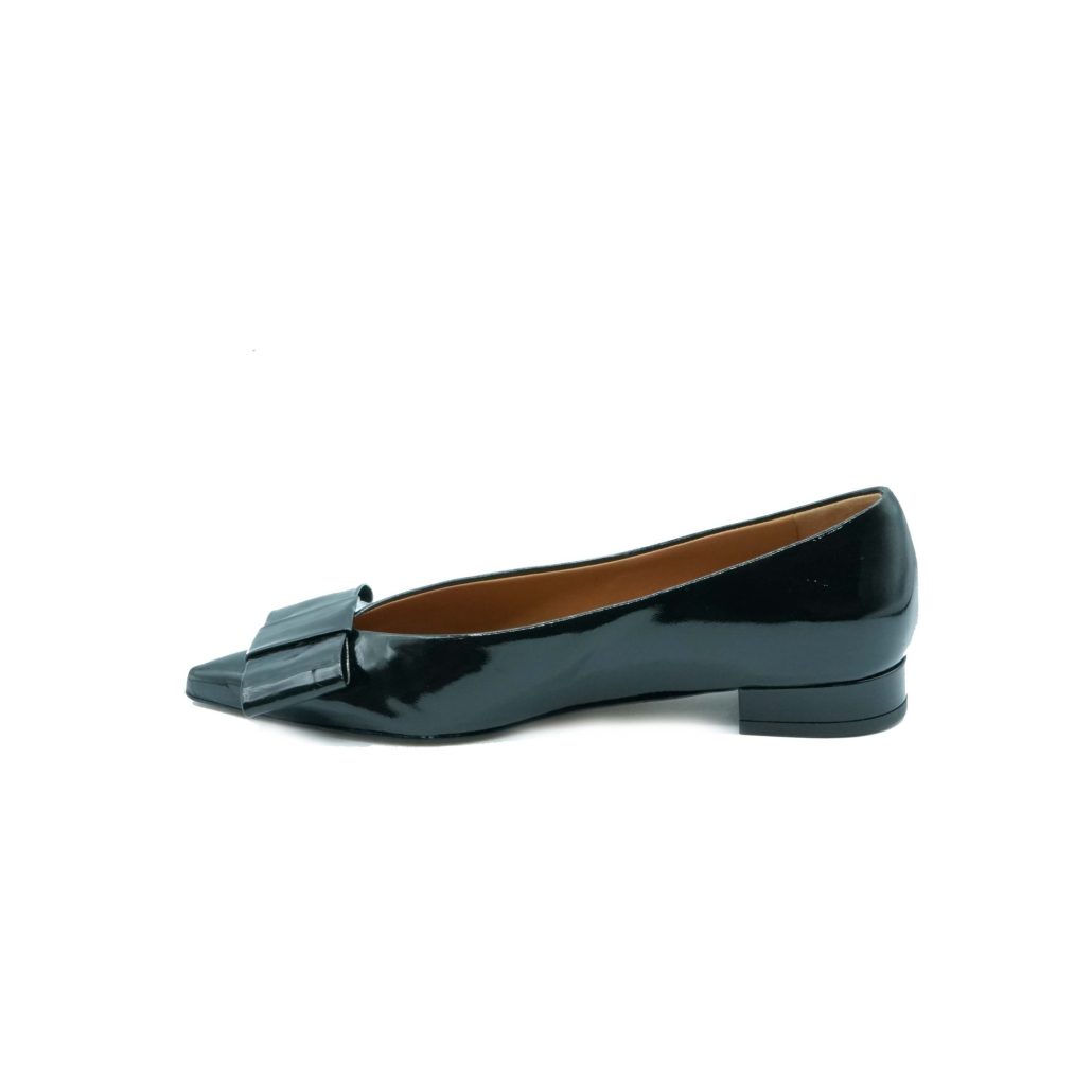 Lea Gu ballerina in vernice, fiocco frontale, tacco 10mm Vendita Calda