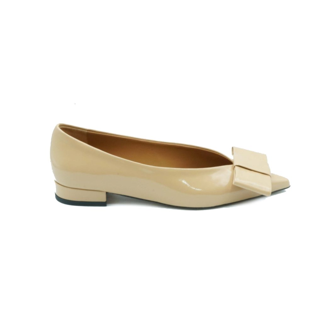 Lea Gu ballerina in vernice, fiocco frontale, tacco 10mm Vendita Calda