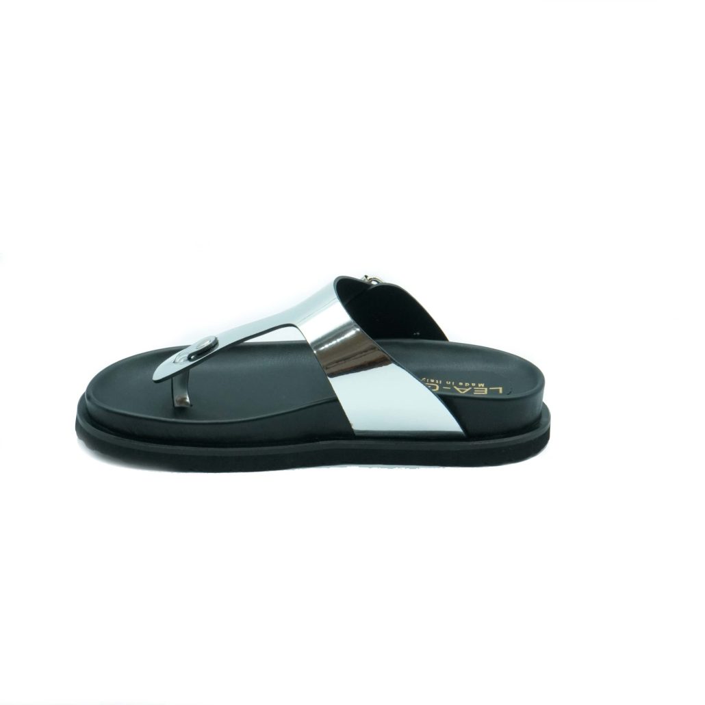 Lea Gu ciabattina in nappa laminata, doppia fibbia frontale, fondo gomma 40 mm Vendite Flash