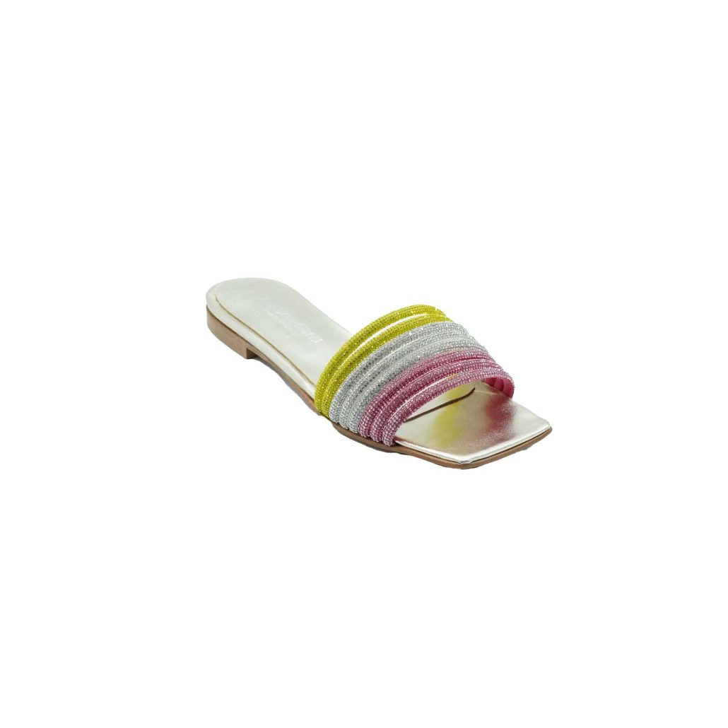 Lea Gu ciabattina in nappa laminata, fasce frontali, punta quadrata, tacco 10mm Negozio