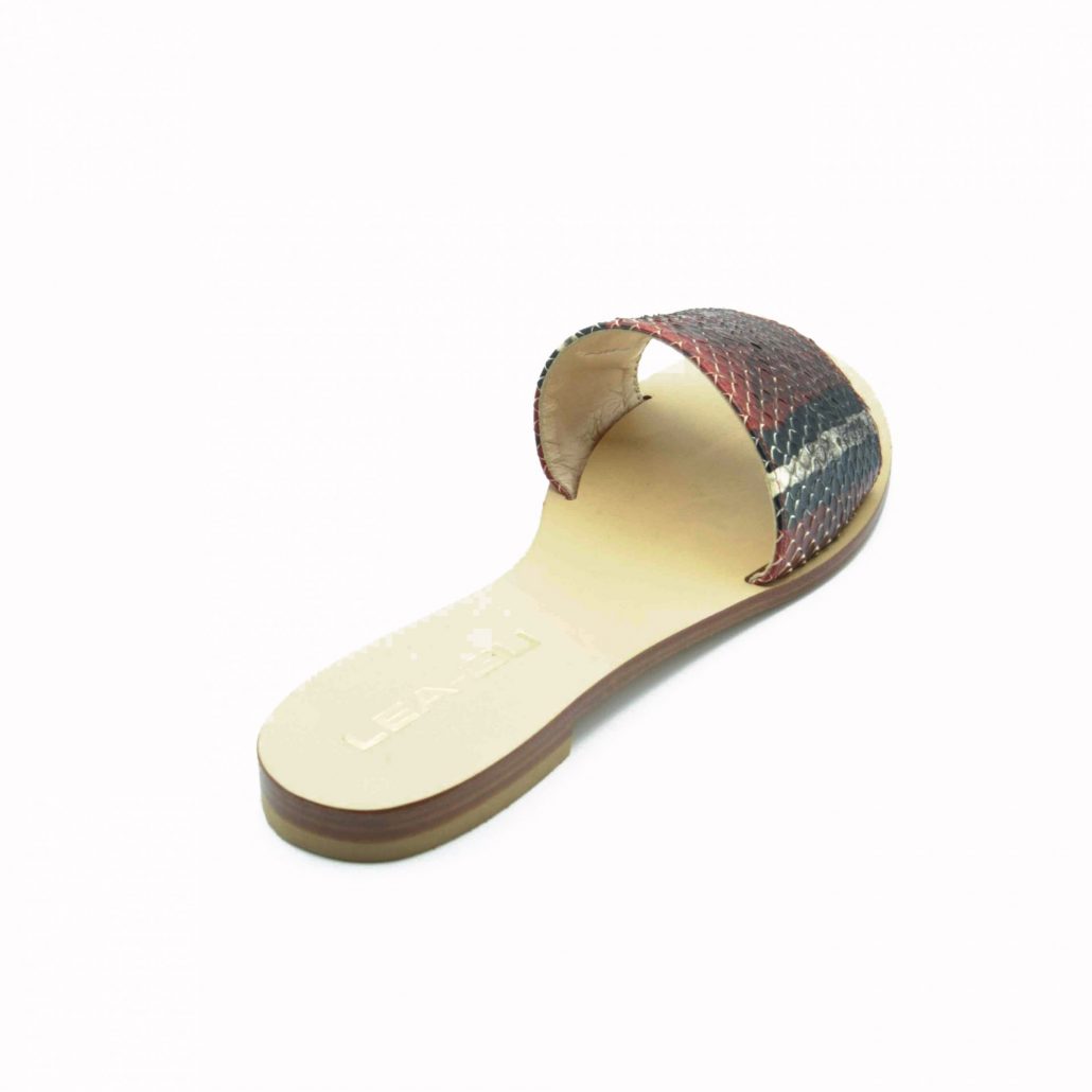 Lea Gu ciabattina in nappa stampa pitone, fascia frontale, tacco 15 mm Moda
