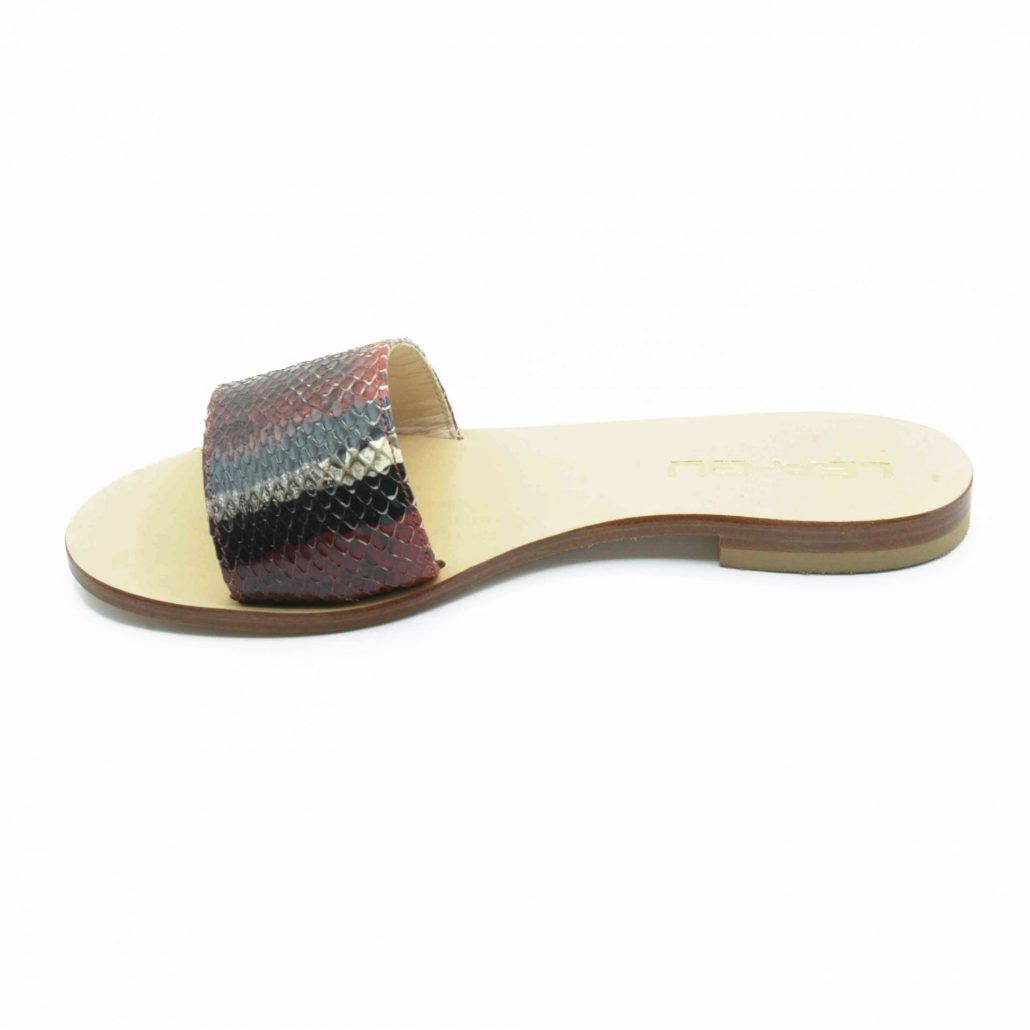 Lea Gu ciabattina in nappa stampa pitone, fascia frontale, tacco 15 mm Moda