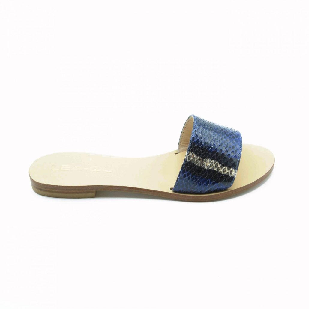 Lea Gu ciabattina in nappa stampa pitone, fascia frontale, tacco 15 mm Moda