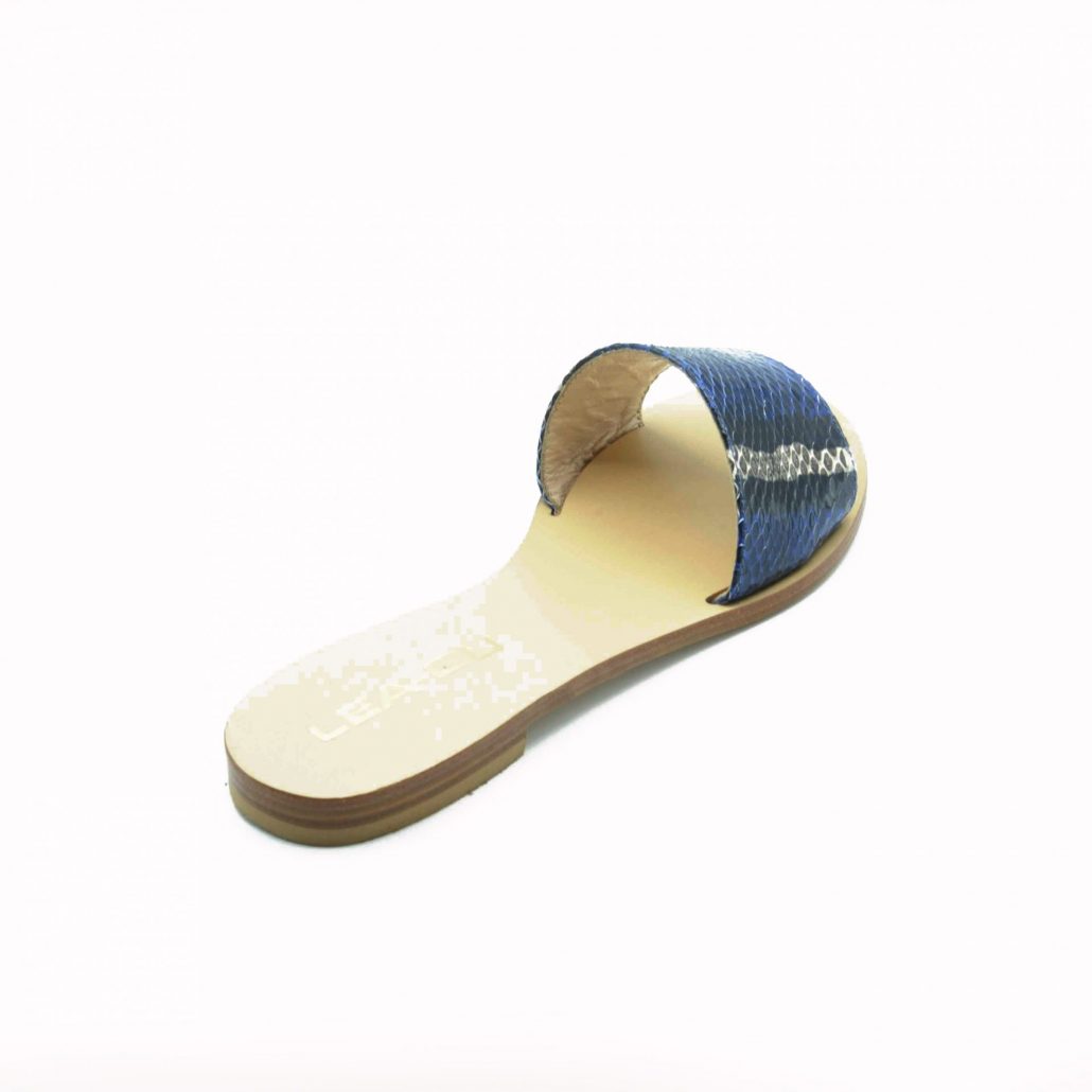 Lea Gu ciabattina in nappa stampa pitone, fascia frontale, tacco 15 mm Moda
