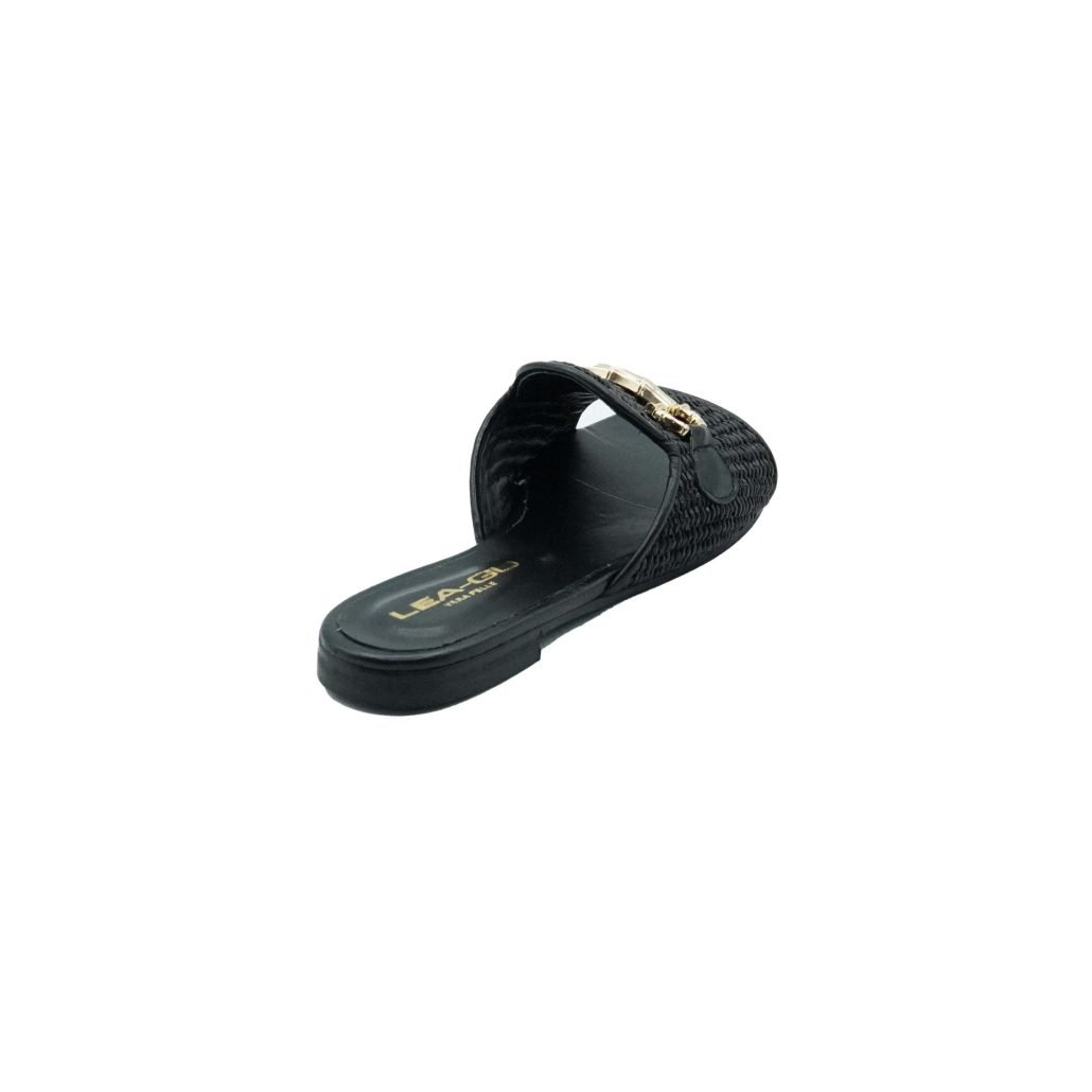 Lea Gu ciabattina in nappa, fascia frontale in rafia con accessorio, tacco 10mm Nuovo