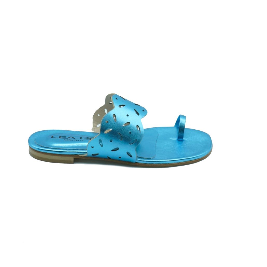 Lea Gu ciabattina infradito in nappa laminata, fascia frontale, tacco 10mm Spedizione Gratuita