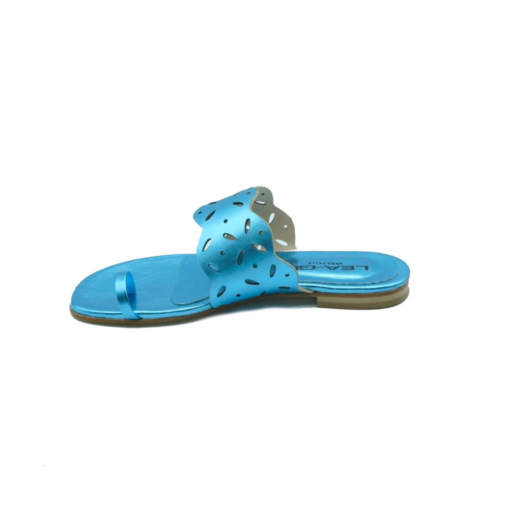 Lea Gu ciabattina infradito in nappa laminata, fascia frontale, tacco 10mm Spedizione Gratuita