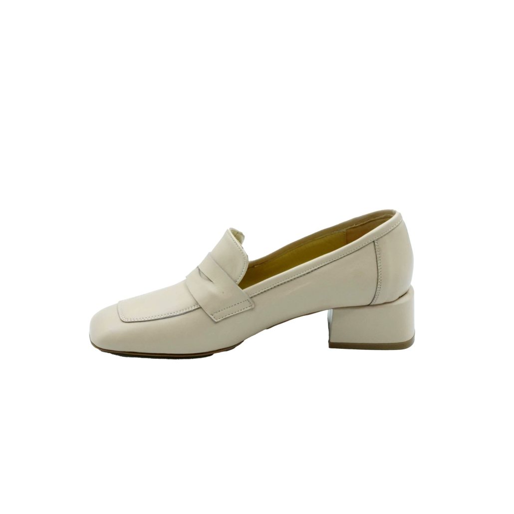 Lea Gu mocassino in nappa, punta quadrata, bocca di leone frontale, tacco 35mm Consegna Veloce