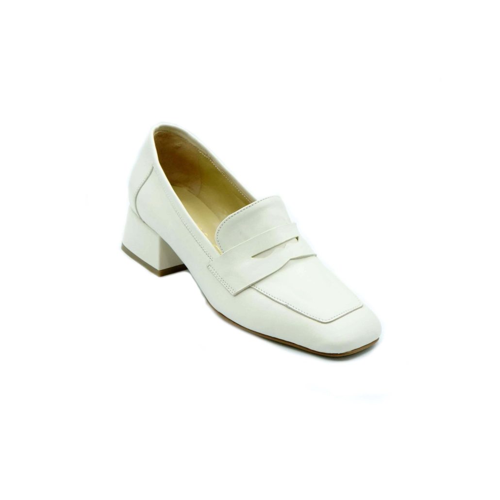 Lea Gu mocassino in nappa, punta quadrata, bocca di leone frontale, tacco 35mm Consegna Veloce