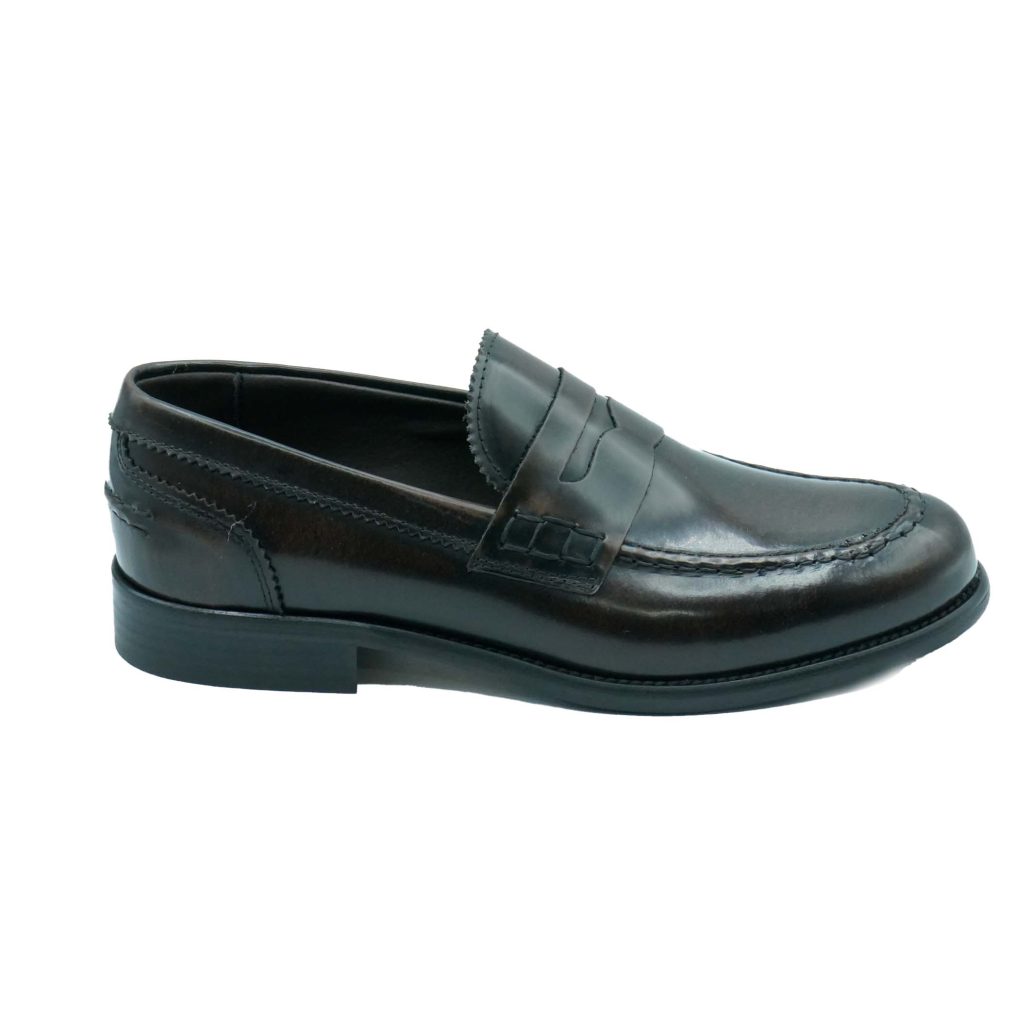 Lea Gu mocassino in vitello abrasivato, bocca di leone frontale, tacco 25mm Fino Al -60%