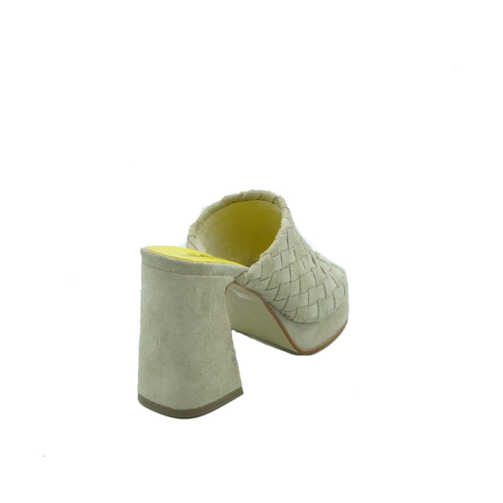 Lea Gu sabot in camoscio, fascia frontale intrecciata, tacco ricoperto 100mm plateau 20mm Convenienza