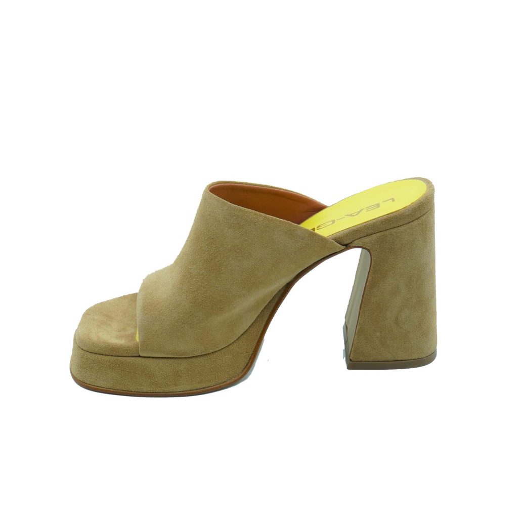 Lea Gu sabot in camoscio, fascia frontale, tacco ricoperto 100mm plateau 20mm Novità
